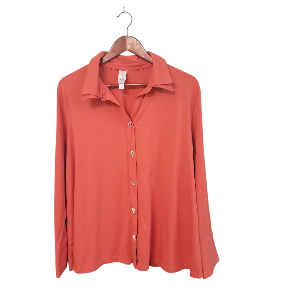 Wynne Layers Coral Toggle Down Comfort Cozy Top Size XL Fall Rustic Farmhouse